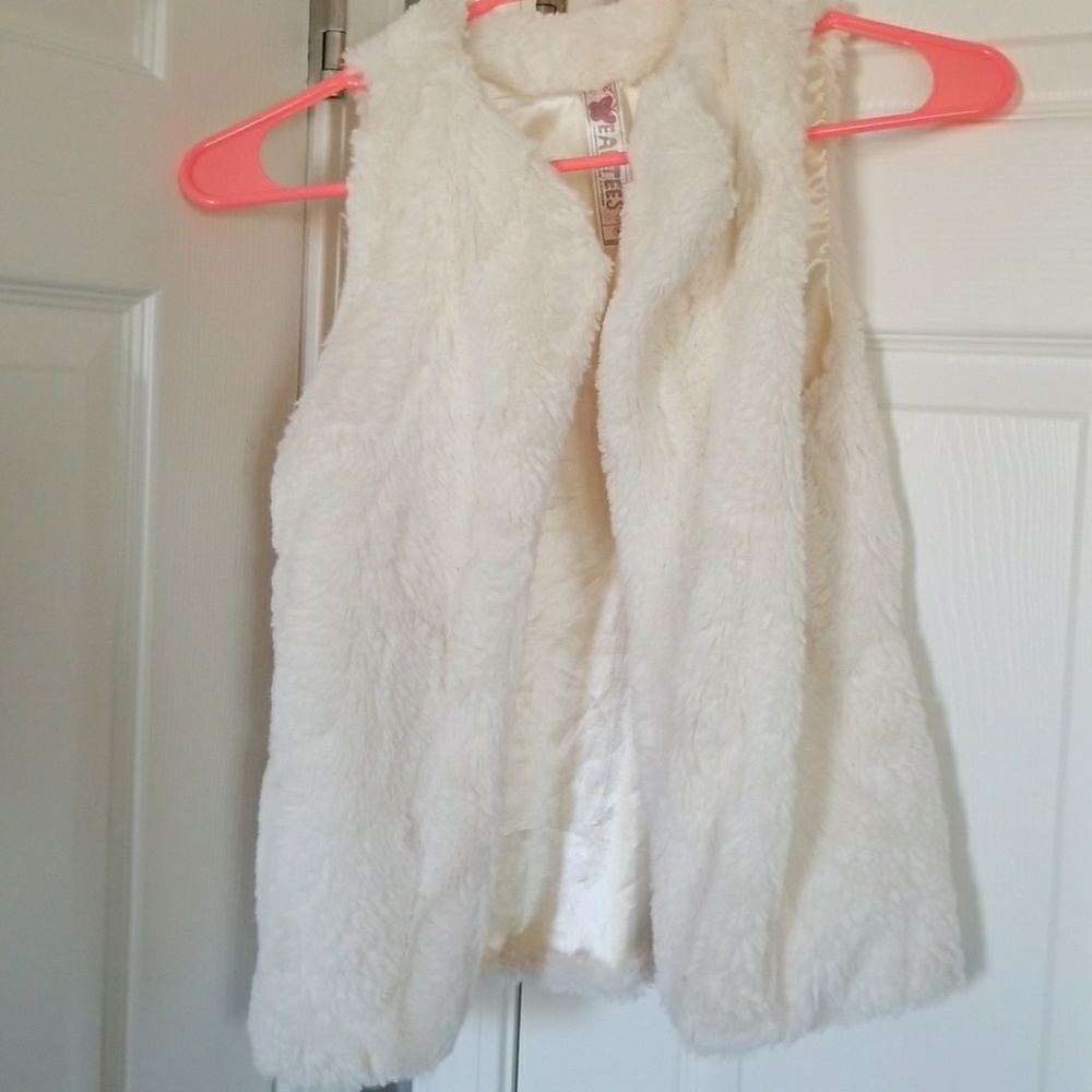 Cream colored soft faux fur vest